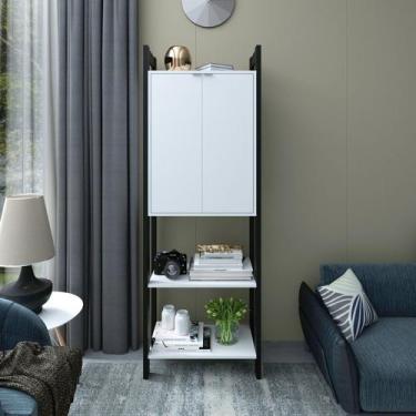Imagem de Estante de Livros 65CMX184,7cm 2 Portas em Cima Haia Yescasa Branco/Pr