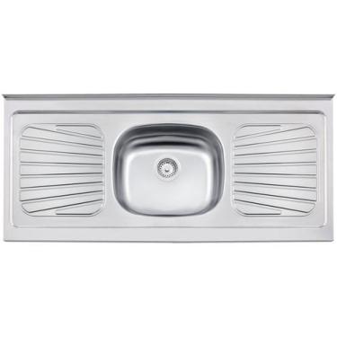 Imagem de Pia Cozinha New Raggi 40 em Aço Inox 120x52 Acabamento Inox Polido - T
