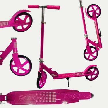Imagem de Patinete Infantil E Adulto Ajustável Rosa Dobrável Suporta Até 100kg R
