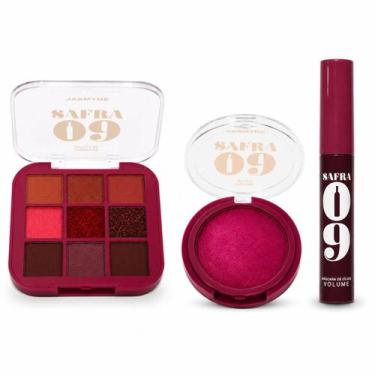Imagem de Kit Jasmyne Safra 09: Paleta De Sombras, Blush Pink Rosado, E Máscara