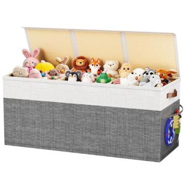 Imagem de Caixa de Brinquedos Dayacoco Extra Grande 97x33x41cm Cinza para Armaze