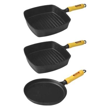 Imagem de Jogo Frigideiras Cook Grill E Chapa Tapioca Ferro Fundido - Rig Fundid