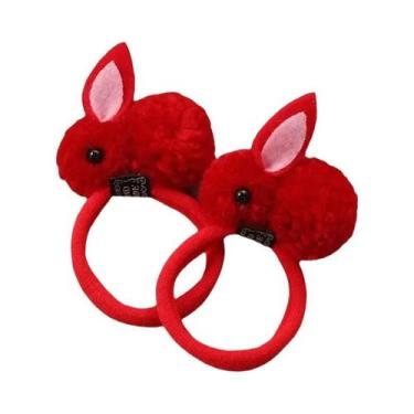 Imagem de Elásticos De Cabelo Com Orelhas De Coelho Peludas Para Meninas, 2 Peça