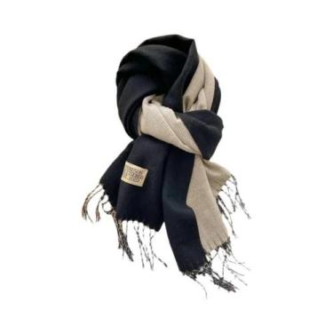 Imagem de Cachecol De Cashmere Dupla Face Quente Com Franjas Em Diferentes Cores