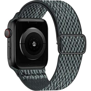 Imagem de Pulseira Nylon Solo Elástica Compatível com Apple Watch (38/40/41, Chevron Cinza Tempestade)
