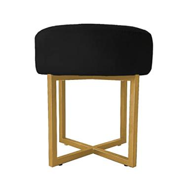 Imagem de Puff Decorativo Madrid Luxo Dourado Assento Suede Preto - Folk Móveis
