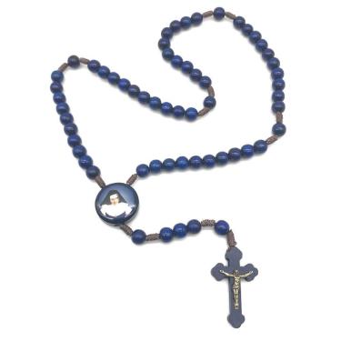 Imagem de Terço Santa Irmã Dulce dos Pobres Madeira Azul 8 Mm