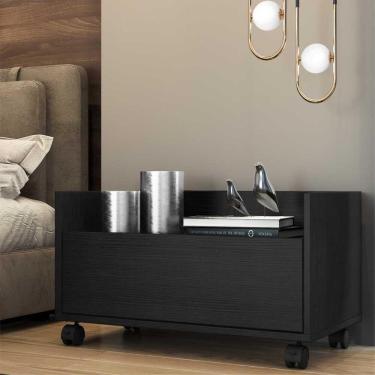 Imagem de Mesa de Cabeceira 60 cm c/ Rodízios Multimóveis Preta