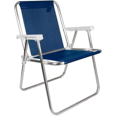 Imagem de Cadeira De Praia Alta Alumínio Sannet Azul Marinho Mor