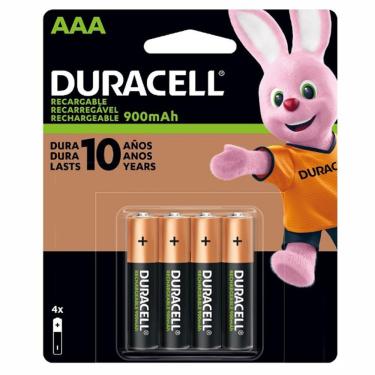 Imagem de Pilha Recarregável Duracell Aaa 900mAh Palito Nova Formula 10 Anos de Duração com 4 Unidades