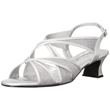Imagem de Easy Street Sandálias femininas Tristen Mesh Inset, Cetim prateado, 6 Narrow