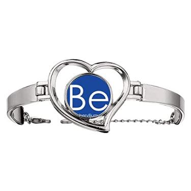 Imagem de N/A N/A Bracelete de metal Beryllium Be da tabela periódica Chestry Elements com pedras de coração, medium, metal