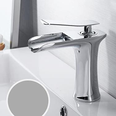 Imagem de Torneiras de bacia Cachoeira Torneira de banheiro de manípulo único misturador de bacia torneira de banho torneira antiga de bronze pia de água guindaste de prata, cromo, China