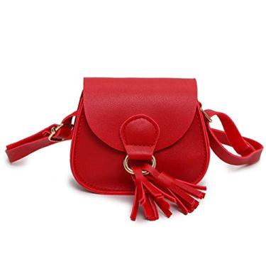 Imagem de JUMISEE Mini bolsa de ombro para meninas e crianças pequenas com borla, Vermelho, P