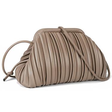 Imagem de GLITZALL Bolsa clutch e bolsa de bolinho para mulheres, bolsa de designer nuvem e bolsa franzida com alça de ombro removível, Cinzento-acastan, Chique, destacável, elegante