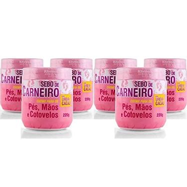 Imagem de 6 Creme Hidratante Pé Mãos Rachadura Sebo De Carneiro 220g