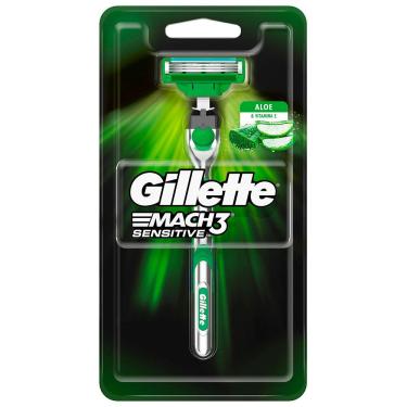 Imagem de Aparelho de Barbear Gillette Mach3 Sensitive Cabeça Móvel - 1 Carga