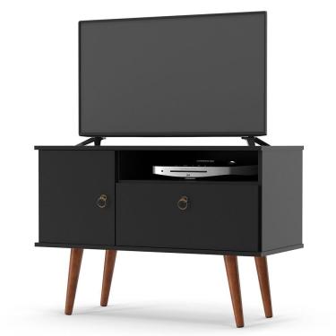 Imagem de Rack TV até 32" Retrô 2 Portas Yan Preto Acetinado Patrimar