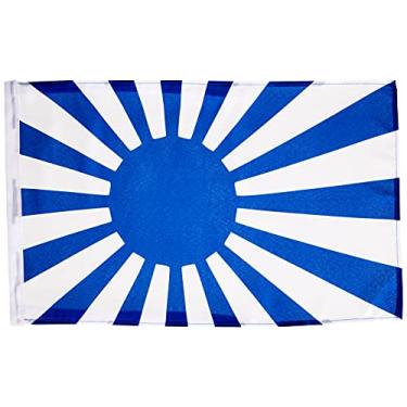 Imagem de AZ FLAG Bandeira azul do sol nascente do Japão 18" x 12" Cords - Imperial Japanese - Bandeiras pequenas da Primeira Guerra Mundial 30 x 45 cm - Faixa 18x12"