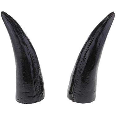 Imagem de 2 peças de chifres de boi de plástico, chifres, góticos, adereços de foto, bonnières, fantasia de Halloween – 12 cm