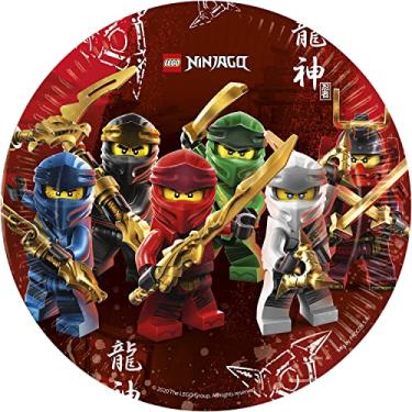 Imagem de Procos 93455 Pratos de Festa Lego Ninjago Tamanho 23 cm Pacote com 8 Pratos de Papel Descartáveis FSC