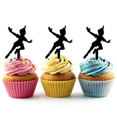 Imagem de Topo de cupcake de acrílico com silhueta Peter Pan, 12 peças