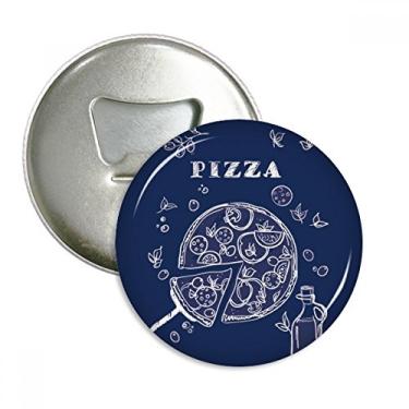 Imagem de Desenho de linha Pizza Italy Foods abridor de garrafas ímã de geladeira emblema multifuncional