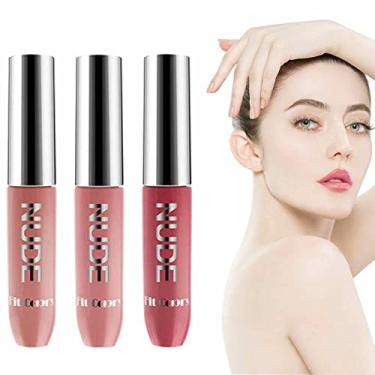 Imagem de Batom Velvet Matte,Maquiagem Batom Líquido Longa Duração 3Pçs - Kit brilho labial nuà prova d'água alta pigmentação longa duração maquiagem para meninas