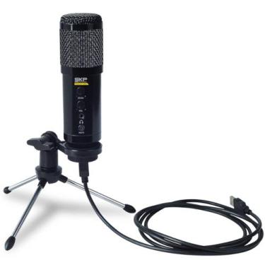 Imagem de Microfone Com Cabo Usb Condenser Com Tripé Podcast 400U Preto - Skp