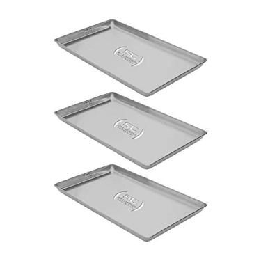 Imagem de Kit - 3 Formas Assadeiras Lisa Estampada Alumínio Biscoito 60 x 40 x 2 Padaria Confeitaria