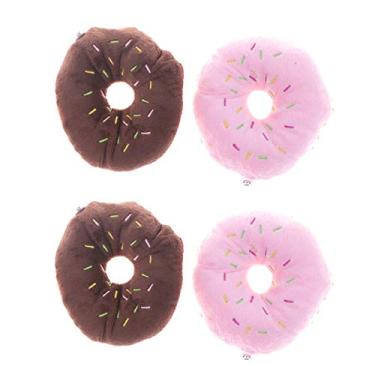 Imagem de Tomaibaby 4 peças de donuts de pelúcia, 11 cm de brinquedo colorido de pelúcia para brinquedos de mastigar cães ou acessórios de festa de rosquinha (cor aleatória)