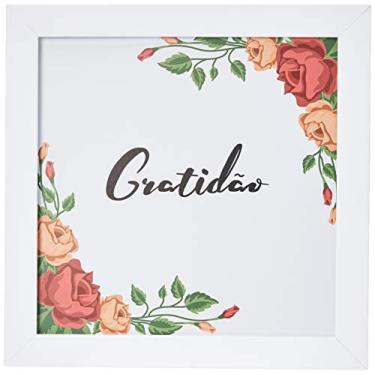 Imagem de Arte Maníacos Quadro Decorativo Gratidăo Flores Fundo Branco - 46x32,5cm (Moldura em laca branca)