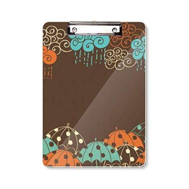 Imagem de Cloud Rain Umbrella Padrão Clima Prancheta Pasta, Bloco de Escrita Placa de Apoio A4