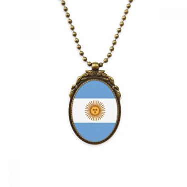 Imagem de DIYthinker Colar de latão antigo com símbolo da bandeira nacional da Argentina, joia de luxo