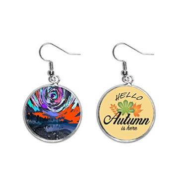 Imagem de Cena do Céu Ártico Estrela Astrologia Brinco Pingente Folha Outono Joias