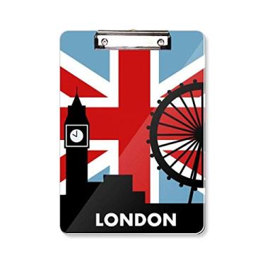 Imagem de Britain Union Jack London Eye Big Ben Flag UK Prancheta pasta para escrever placa de apoio A4