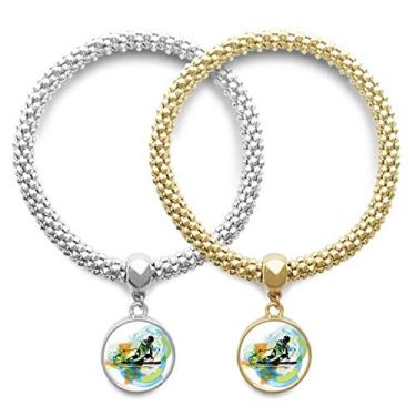 Imagem de DIYthinker Atletas, esqui, esportes, estilo livre, amante de aquarela, pingente, joia para presente de casal