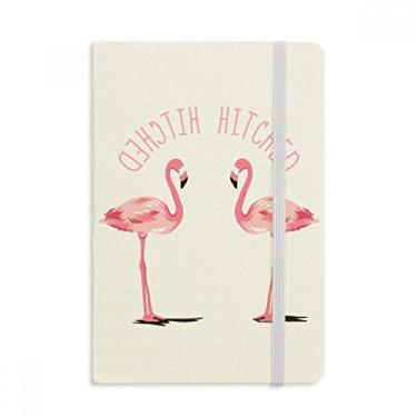 Imagem de Caderno de casais de flamingo, capa dura de tecido, diário clássico A5
