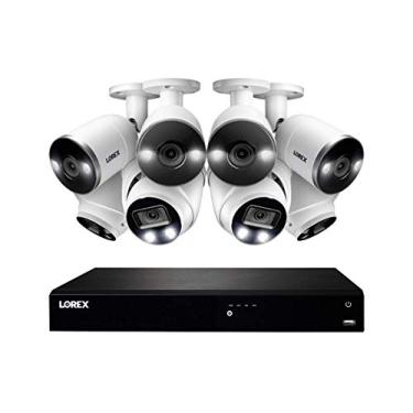 Imagem de Lorex 4KHDIP168NI-2 4K dissuasão 16 Sistema de Vigilância Canal inteligente w / N862A63B 4K 3 TB NVR e 4 E892AB 4K inteligente dissuasão bala câmaras e 4 E892DD 4K inteligente dissuasão Câmaras abóbada