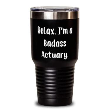Imagem de Copo de 850 g, Relax. Sou um atuário Badass, presente para colegas, presente reutilizável de líder de equipe