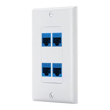 Imagem de Placa de parede decorativa de 4 portas Cat6 Ethernet fêmea para fêmea em branco