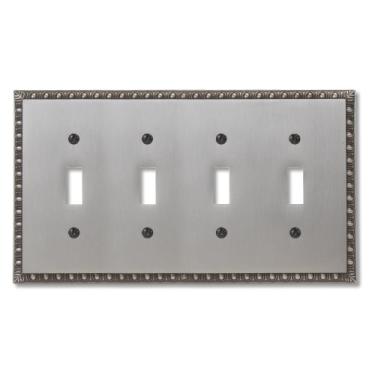 Imagem de Amerelle Placa de parede de metal fundido com interruptor quádruplo Egg & Dart em níquel antigo
