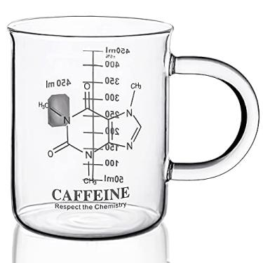 Imagem de Caneca de café de cafeína, caneca de café química vidro borossilicato de 473 ml, copo graduado de medição (450 ml)