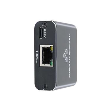 Imagem de divisor 1 a 2 gigabit ethernet adaptador extensor de cabo de rede internet conector para pc tv caixa roteador sharer