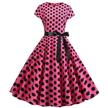 Imagem de Vestido de verão feminino com bolinhas franzido vestidos de festa rodado, Jy13760, M