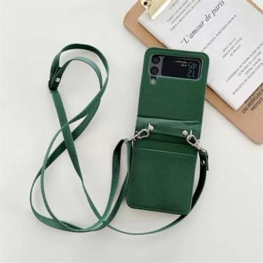Imagem de Cordão alça de ombro cartão de crédito máquina dobrável capa de telefone para samsung galaxy z flip 4 3 5g capa de couro crossbody, 3, para sam z flip 3 5g