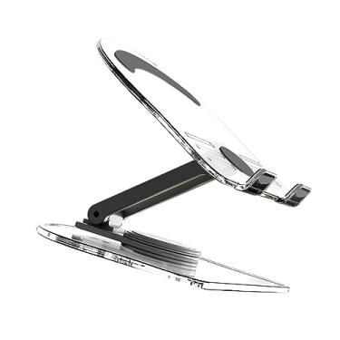 Imagem de MOUDOAUER Suporte de tablet de acrílico transparente dobrável para suporte de tablet de telefone com rotação de 360° suporte ajustável suporte de mesa