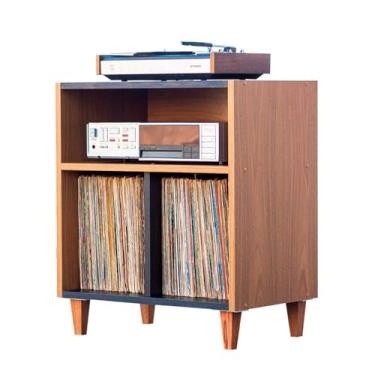 Imagem de Serena Estantes - Estante Rack Para Discos LPs e Aparelhos (Louro Freijó-Preto)