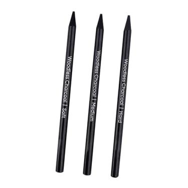 Imagem de YIJU 3x lápis de carvão, lápis de pintura de arte, canetas de desenho ecológicas profissionais para iniciantes, materiais de arte, preto