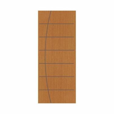 Imagem de Porta de Madeira 210x92cm Espessura 3,5cm Mmc Eucaplac Frisada Tivoli Eucatex Nogal Mel